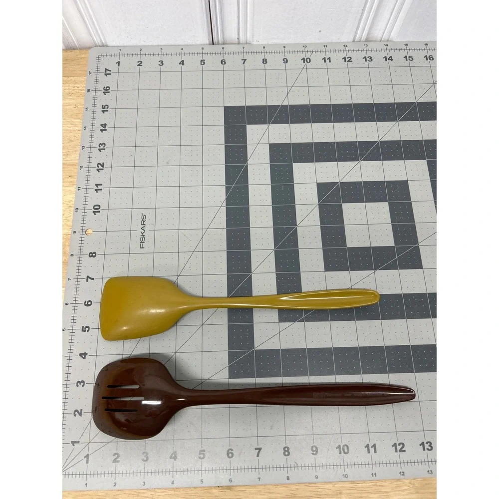 Rosti Mepal Kitchen Slotted Spoon Spatula 2pcs Yellow Brown Melamine MCM Denmark